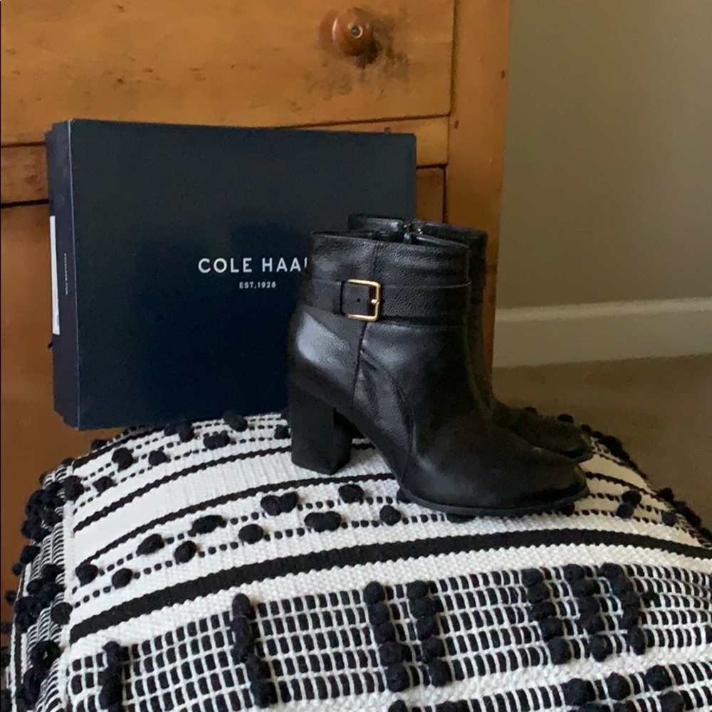Black 2” heeled ankle boots